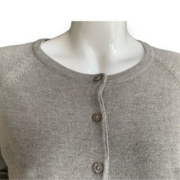 GEORGE SILK/COTTON/CASHMERE BLEND HEATHER GREY CARDIGAN. WOMEN’S SIZE LARGE. - Picture 5 of 7